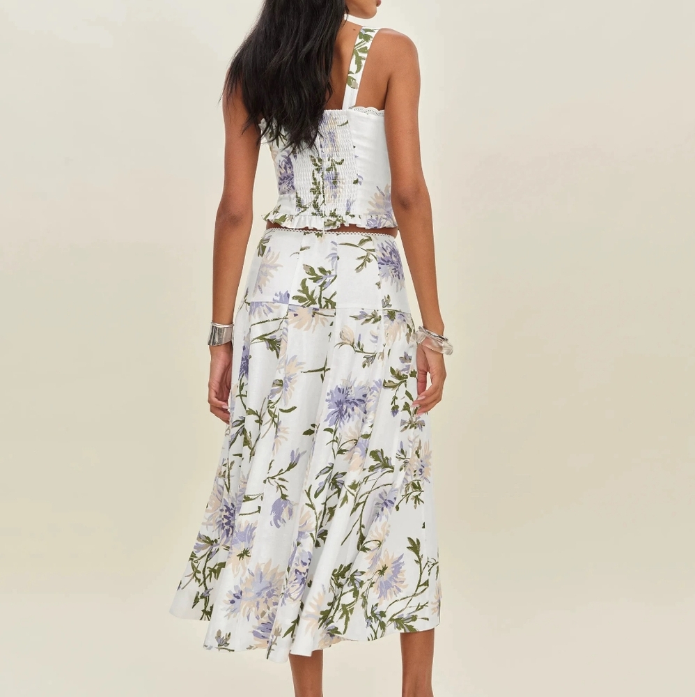 Reformation Anatolia Linen Two Piece Top And Skirt Set - Picture 4 of 15